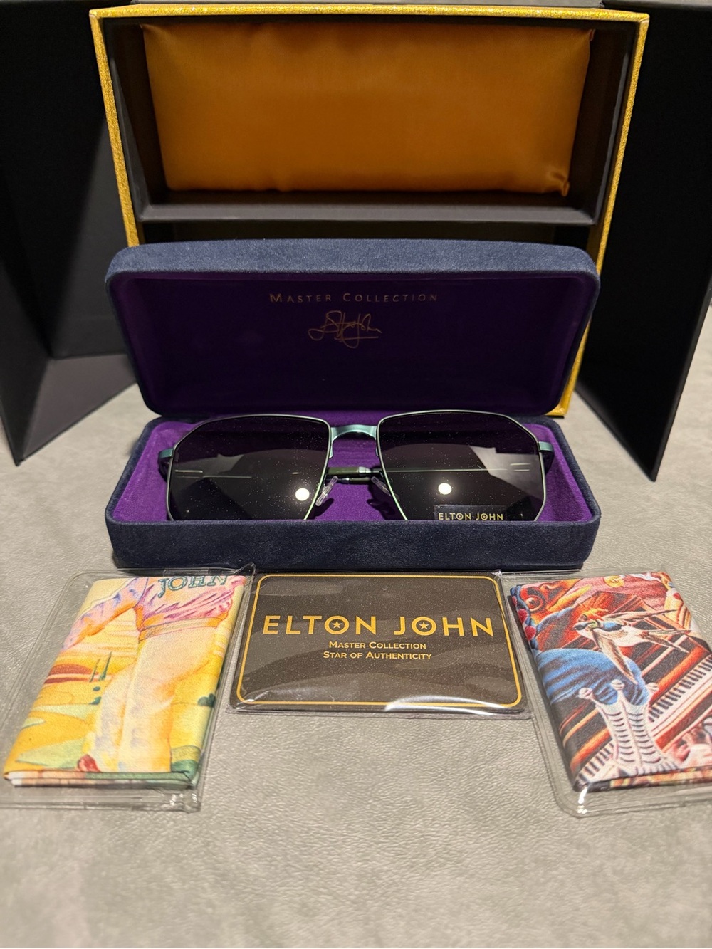 NWT Elton John Master Collection Sunglasses I. Green 59 18 145 Designed in 🇬🇧